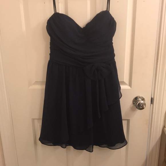 Dark blue strapless homecoming dress - Picture 1 of 3